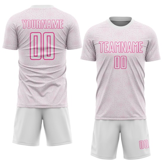 Jersey Soccer Uniform Custom White Shape Geometric Sublimation Sports Pink
