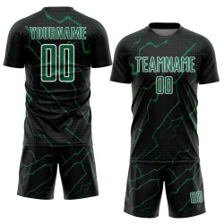 Black Jersey Sports Kelly Soccer Sublimation Custom Green-White Uniform Lightning Black Jersey Sports Kelly Soccer Sublimation Custom Green-White Uniform Lightning