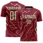 Custom Uniform Jersey Lightning Sports Soccer Sublimation Crimson Cream-Black Custom Uniform Jersey Lightning Sports Soccer Sublimation Crimson Cream-Black