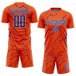 Uniform Royal-White Soccer Lightning Sports Sublimation Orange Custom Jersey