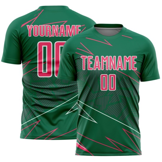 Soccer Pink-White Custom Sports Jersey Neon Green Kelly Uniform Sublimation Lines