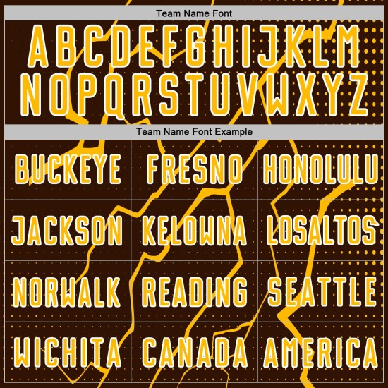 Sports Custom Gold-White Lightning Sublimation Brown Jersey Uniform Soccer Sports Custom Gold-White Lightning Sublimation Brown Jersey Uniform Soccer